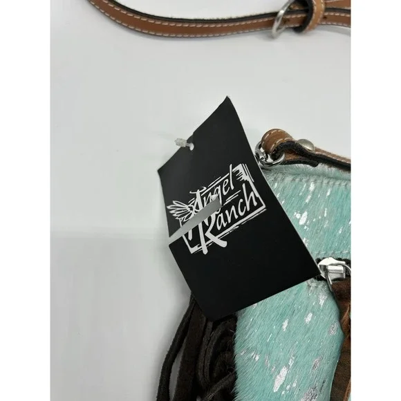 Angel Ranch Acid Wash Crossbody Bag Western Fringe Leather - Picture 4 of 11